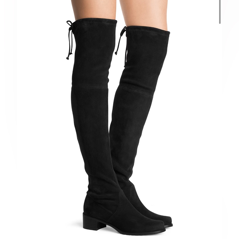 [8 Wide] Stuart Weitzman Midland Bootie Women's Black Suede Over-the-Knee Boots